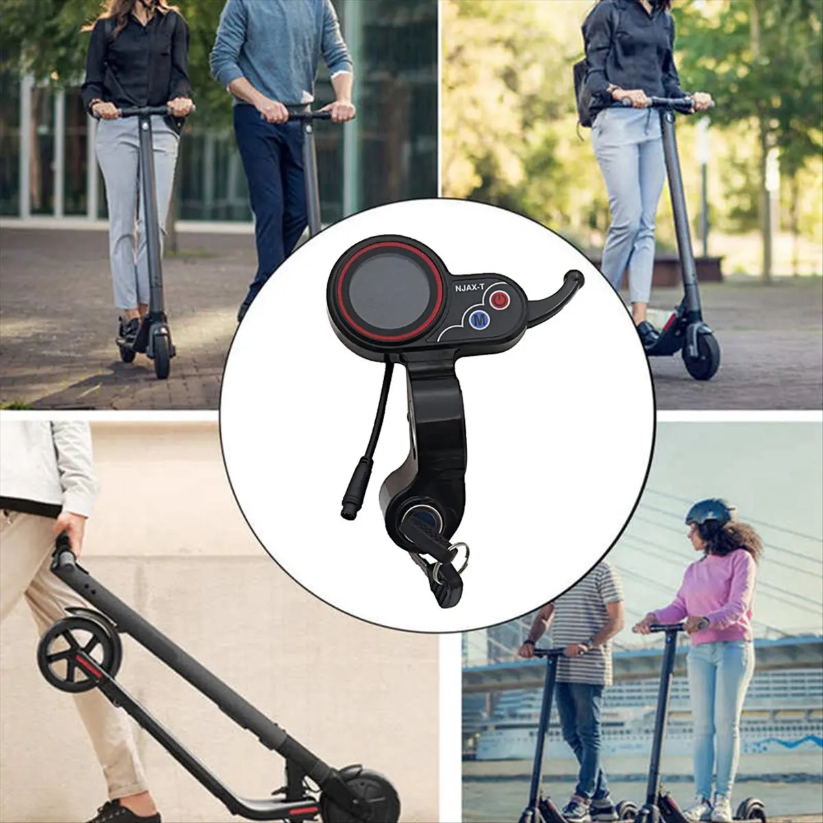 For NJAX-T Throttle LCD Display Meter with Key Switch Lock Speed Adjustable Accelerator 6 Pin Electric Scooter Dashboard-A31R