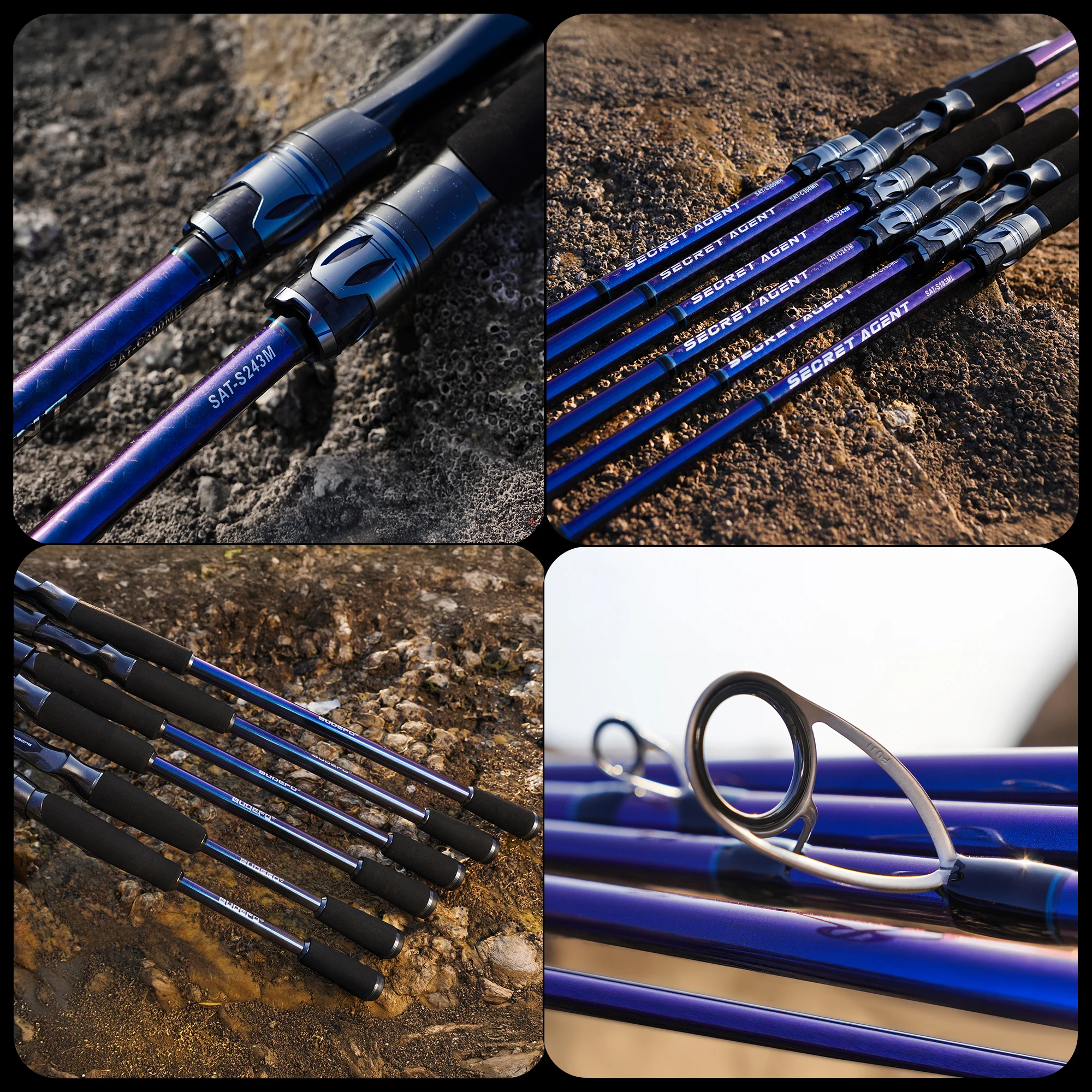 BUDEFO SECRET AGENT Angelrute 1,8m 2,4m 3,0m 30T Carbon Spinning Baitcasting FUJI Guide Reiseköderrute 2-70g L/ML/M/MH – Detail 13