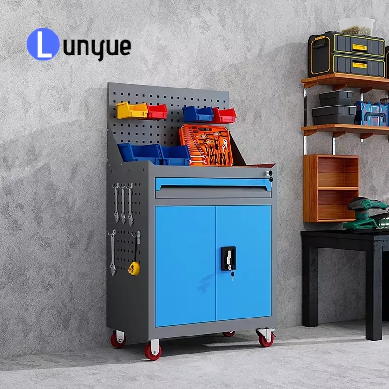 Multifunctional Modular Metal Tool Cabinet Powder Coated Lockable Wheeled 1 Drawer Strong Load Capacity for Garage Workshop