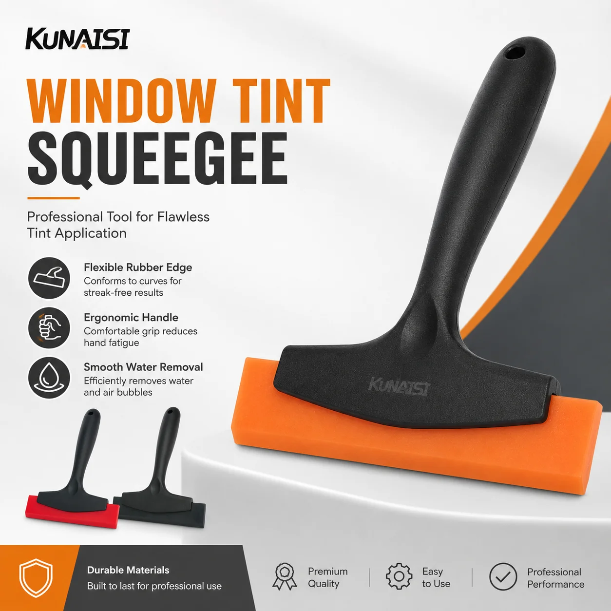 KUNAISI Rubber Squeegee, Tile Grout Cleaning Scraper Multifunctional Shovel for Tiling, Car Film, Glass, Snow Ice Removal Trowel