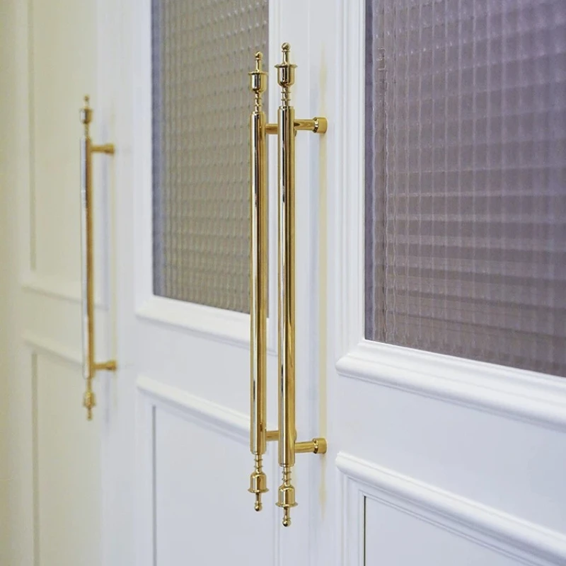 Creative High-end Cabinet Handle French Italian Solid Brass Handle Electroplated Gold Wardrobe Door Shoe Cabinet Long Handle