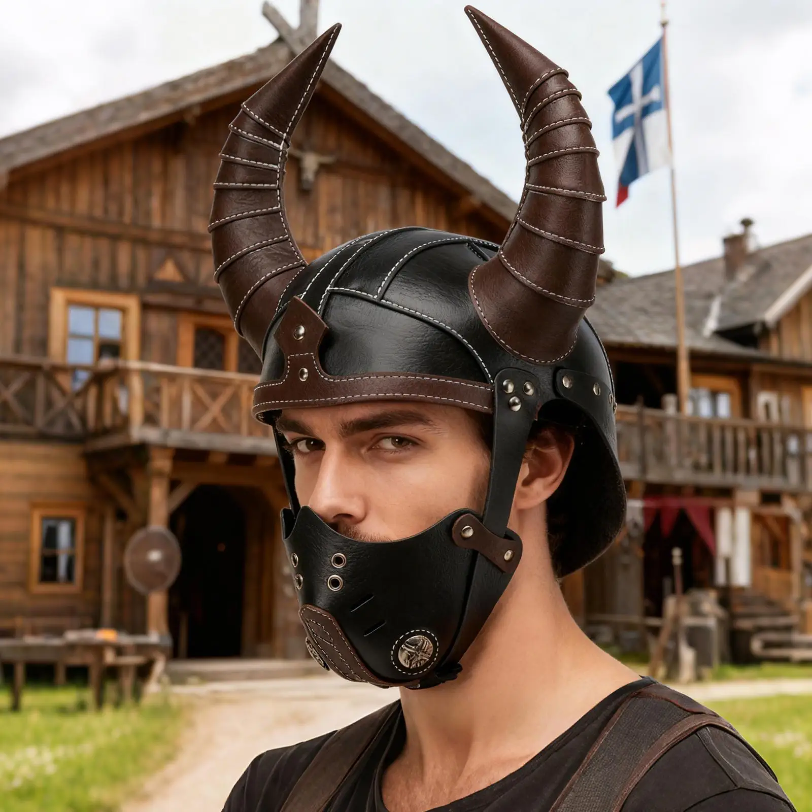 

Warrior Costume Hat Headpiece Mask for Masquerade Halloween Fancy Dress