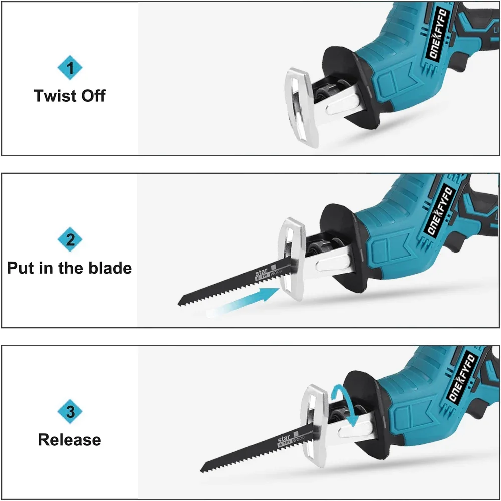 Electric Cordless Reciprocating Saw Adjustable Speed Chainsaw Wood Metal PVC Pipe Cutting Bandsaw Tools for Makita 18V Battery