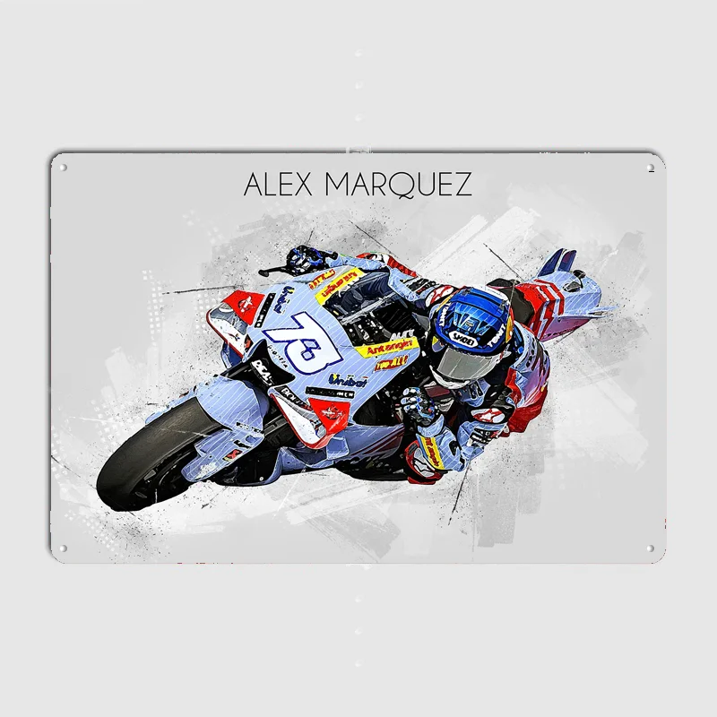 Rider Alex Marquez Poster Metal Wall Art Cave Garage Classic Painting Tin Sign Vintage Posters Room Decor Home Decoration