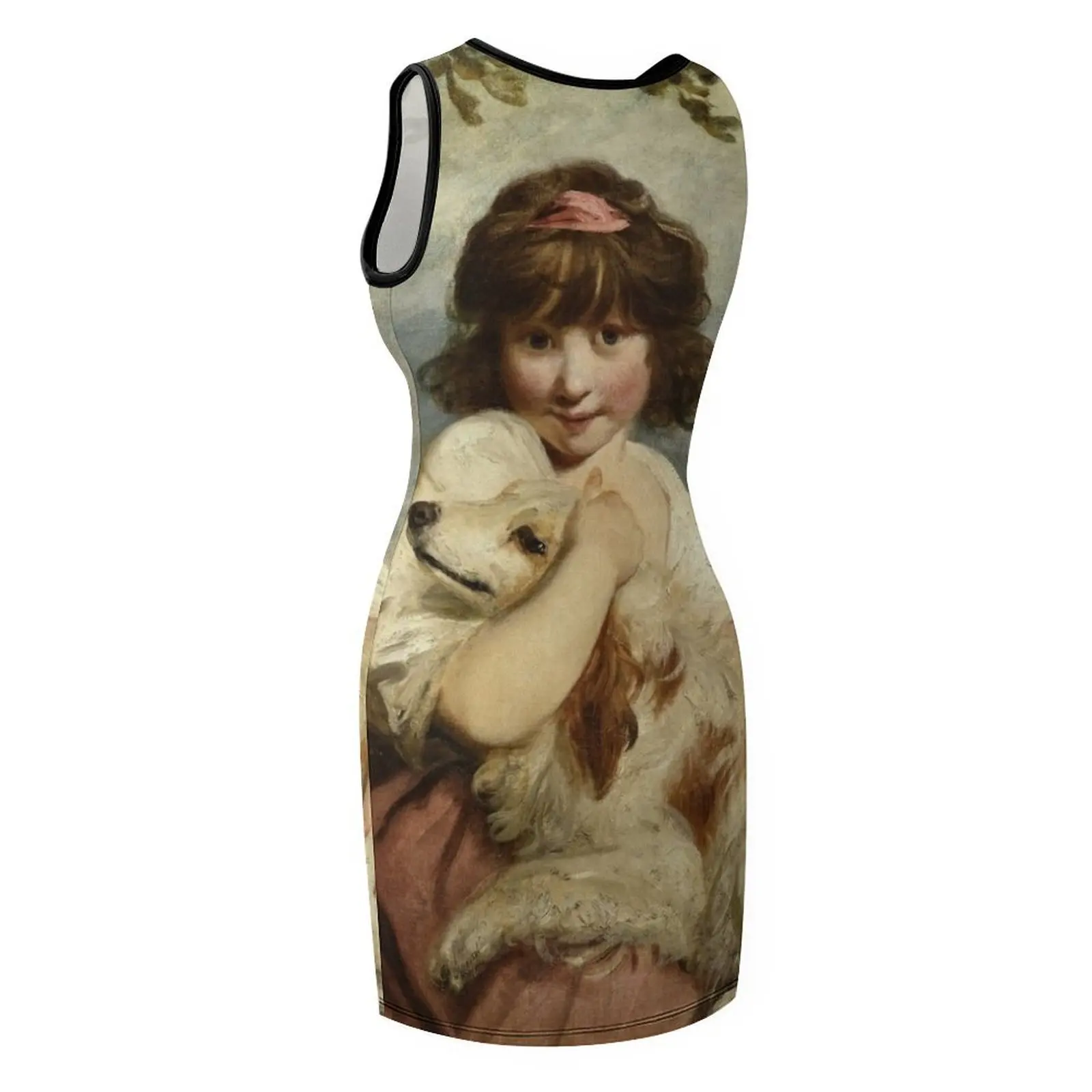 Joshua Reynolds – Ein junges Mädchen und ihr Hund. 1780 Ärmelloses Sommerkleid, Cocktailkleider, Partykleider für Damen
