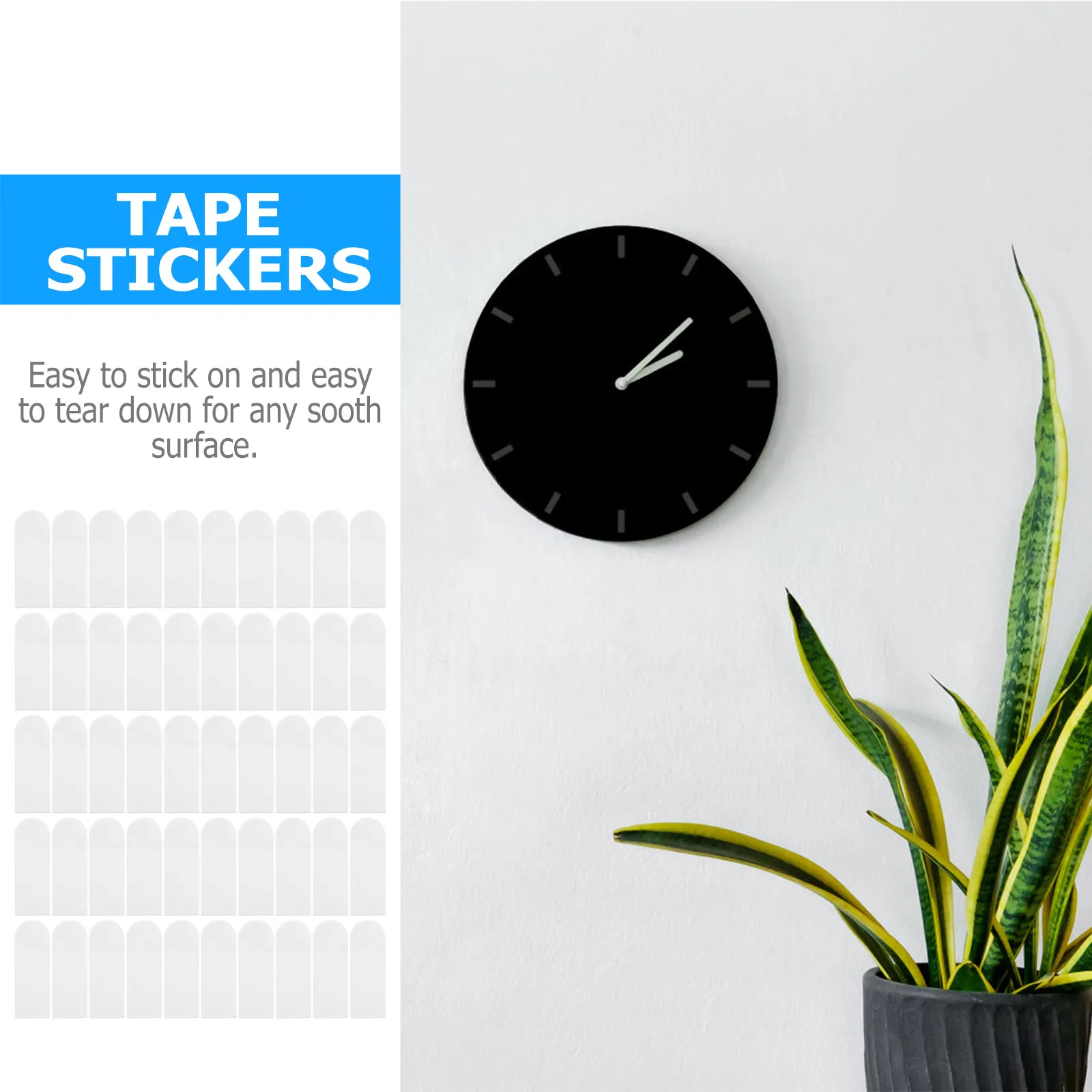 50Pcs No-Trace Double-Sided Adhesive Tape Strong Waterproof Sticky Tapes for Hooks Hangers Fixing Home Office Use