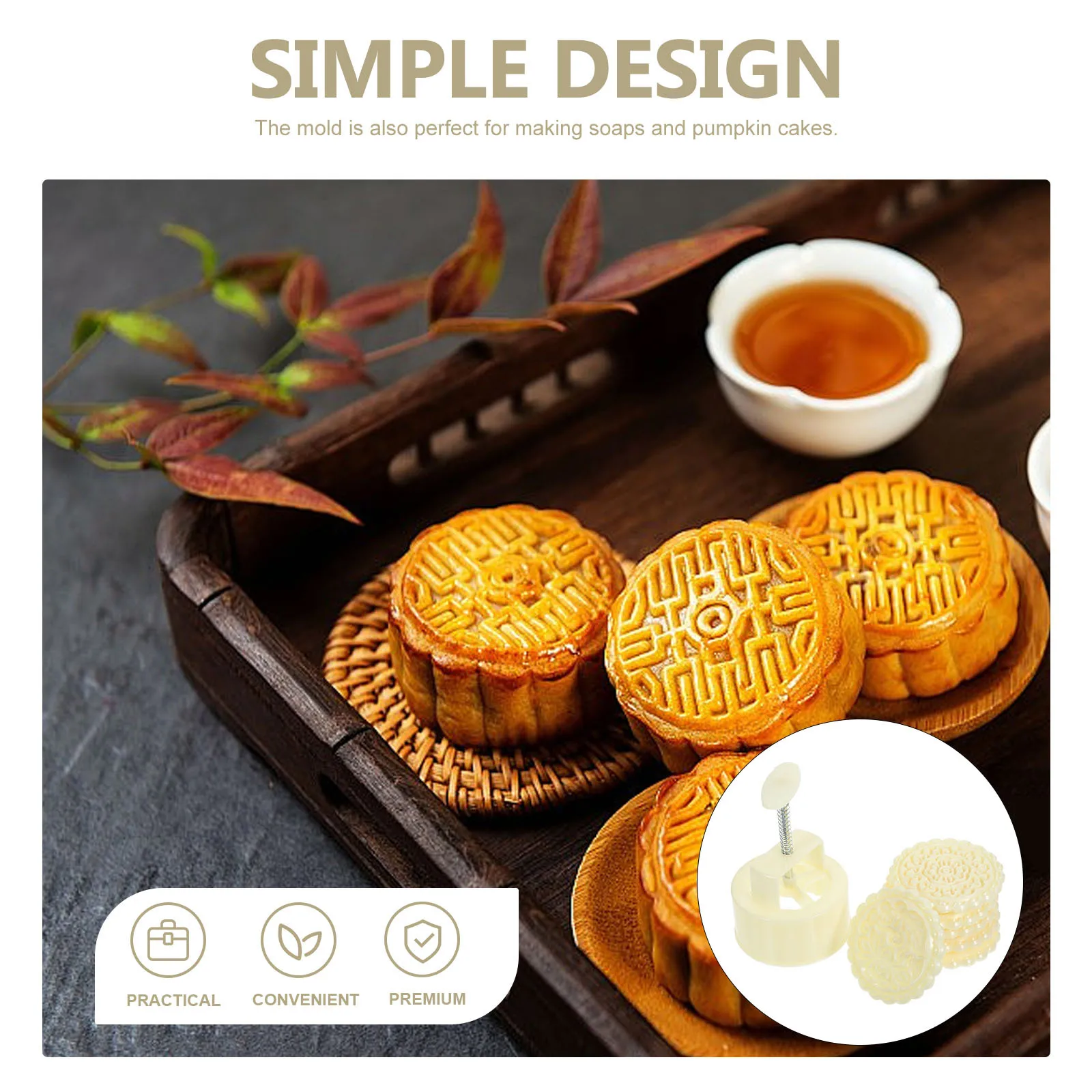 

1Set Moon Cake Molds Nonstick Plastic for Baking Lovers Easy Release Reusable DIY Handmade Chinese Cakes Cookies