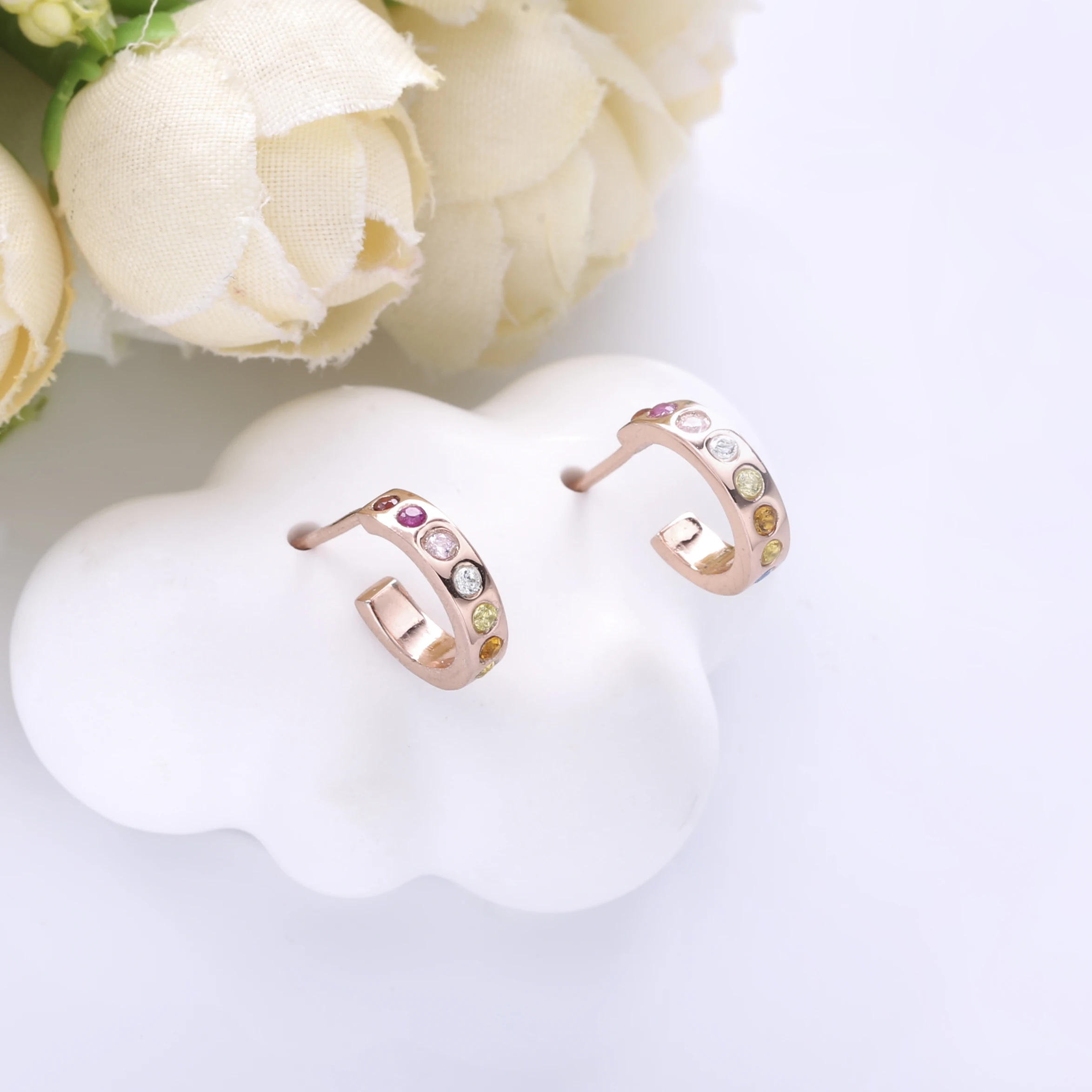 SHADOWHUNTERS 925 فضة قوس قزح وأقراط الوردي الملونة حجر للنساء جودة عالية فضة 925 مجوهرات #3