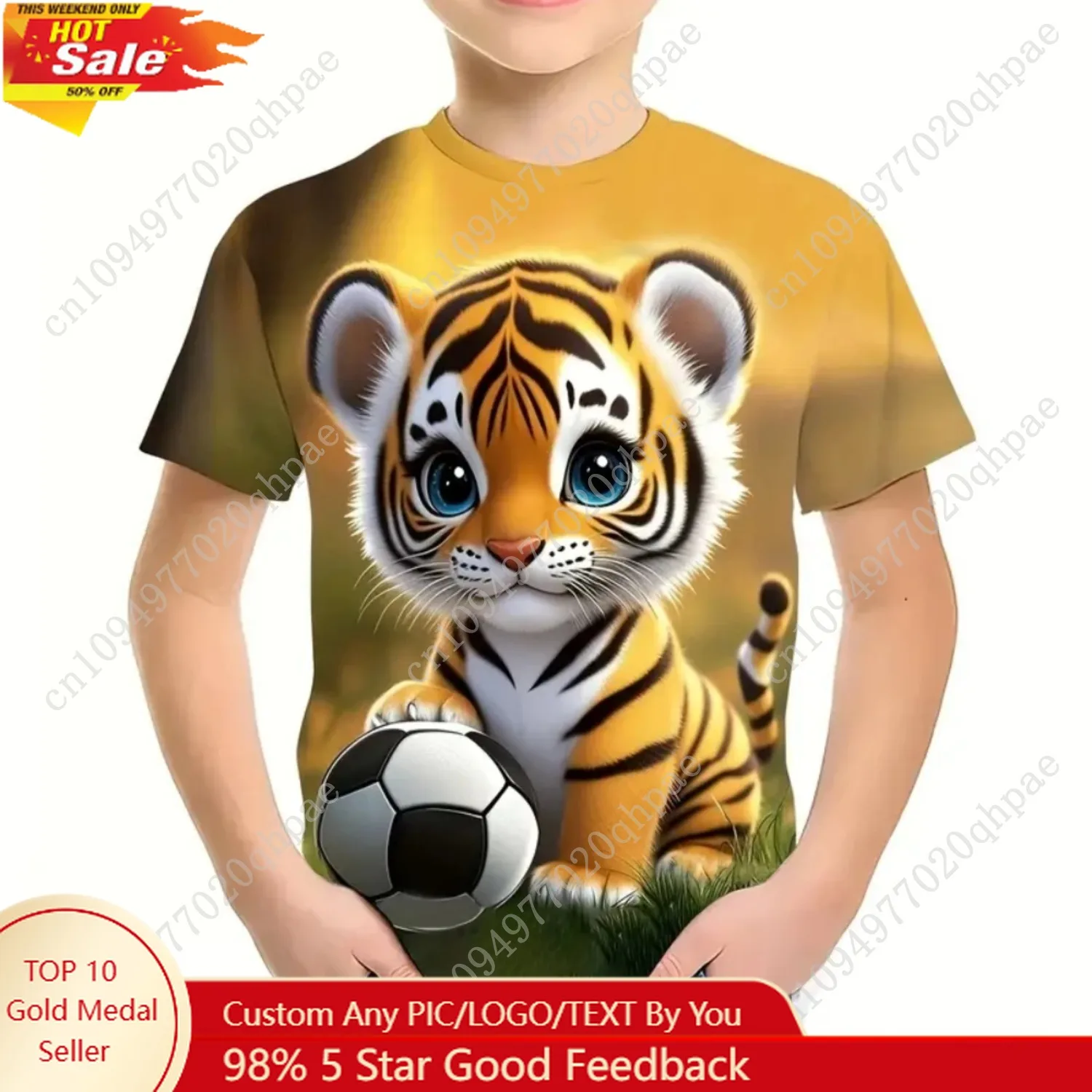 

T-Shirts for Boys Cute Cartoon Tiger 3D Print Short Sleeves Graphic T Shirts Fun Children's Clothing Sporting Style Boys Clothes