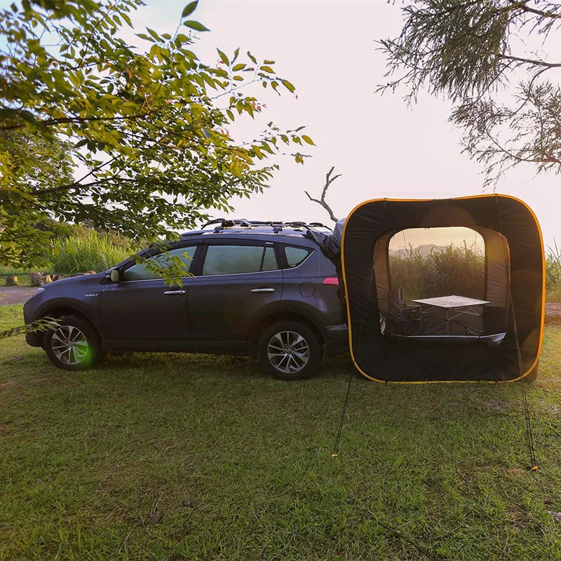 Outdoor Automatic Off-Road Car Rooftop Tent Camping Canopy with Mosquito and Rain Proof Side Tent for Car Tail Camping