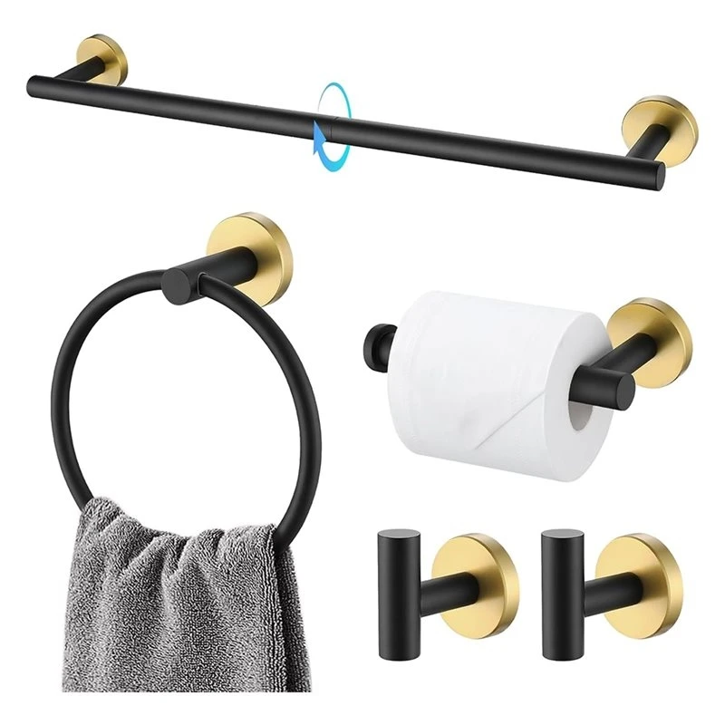 X16A NEW-For Bathroom Accessories- Round Stainless Steel Towel Bar 5-Piece Set 15.75 Inch Wall-Mounted Rack System Piece