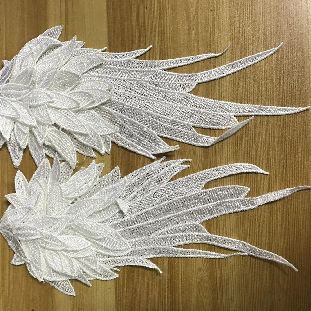

1Pair Embroidery Lace White Shoulder Angel Wings Elegant Women Stage Party Halloween Christmas Decoration Shoulder Flower Wings