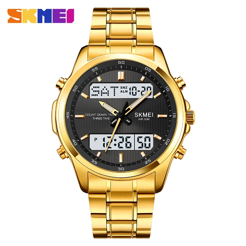 

SKMEI Top Brand Digital Quartz Dual Display Men's Watches Chrono Clock 3Bar Waterproof Male Wristwatch Relogio Masculino 2049
