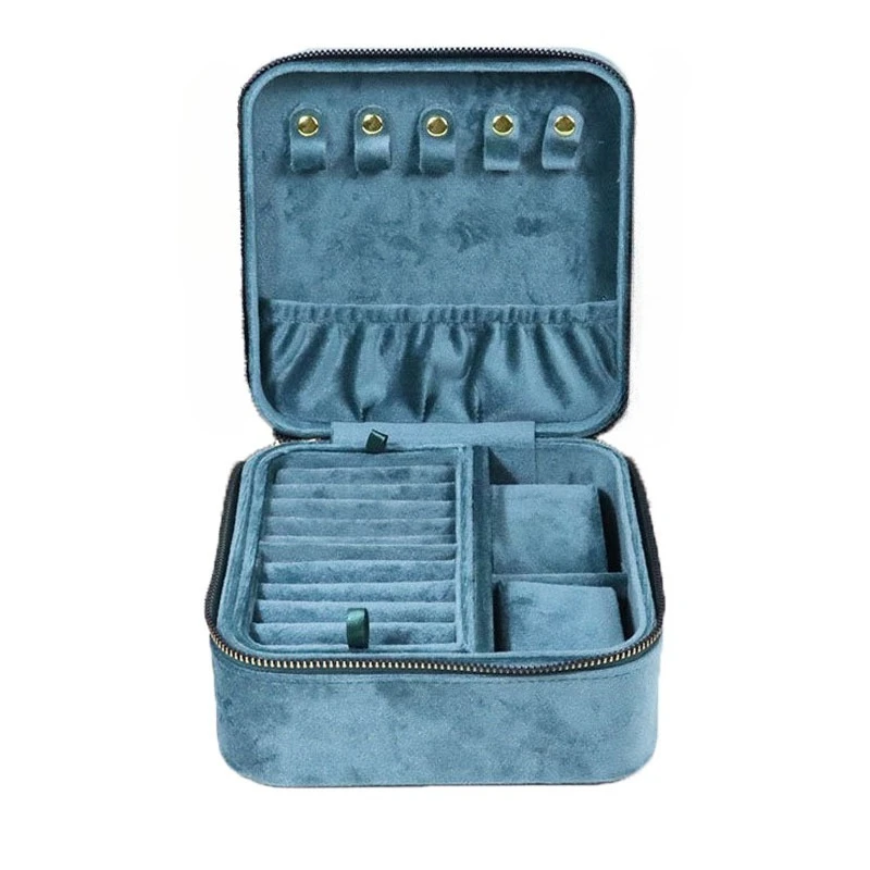 Fashion Jewelry Box Velvet Ring Necklaces Boxes Portable Bracelet Earrings Storage Cases Divided Compartment Organizer Container