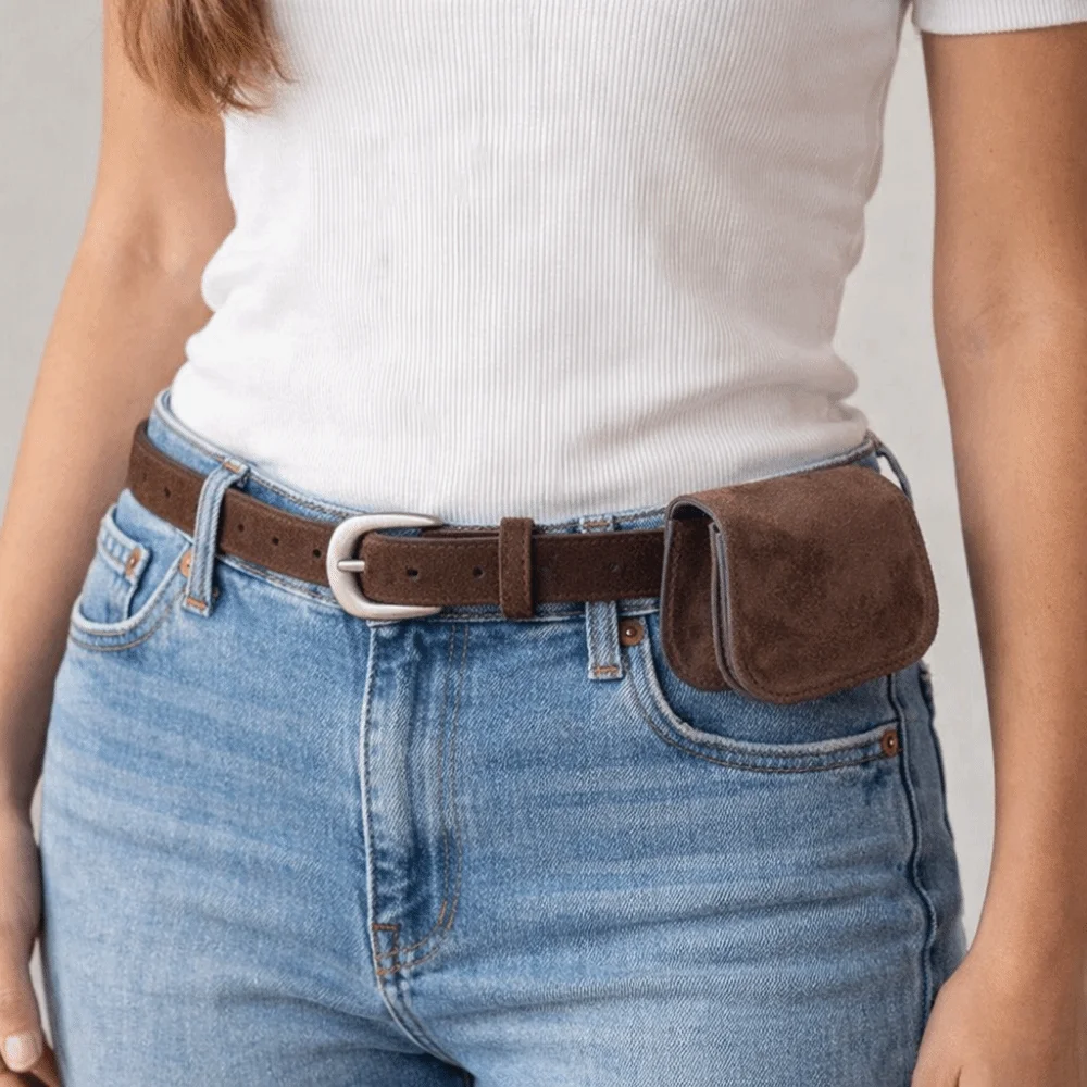 

Korean Style Suede Waist Belt Bag Retro PU Leather Waist Bag Leather Belt Vintage Trouser Decoration Belt Purse Streetwear