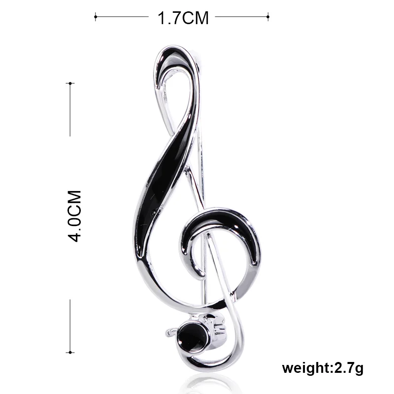 FUNMOR Simple Musical Note Shape Brooch Gold Color Black Enamel Brooches For Women Men Concert Jewelry Musician Lapel Pins Gifts