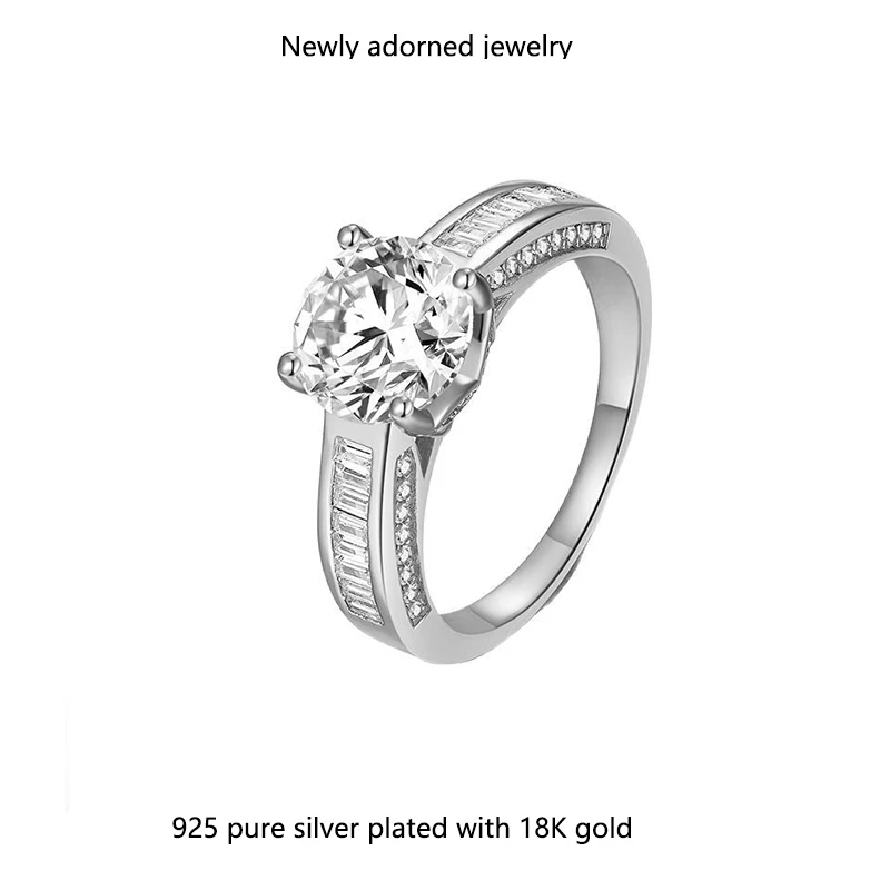 

Sterling silver ring with a 2-carat moissanite stone, closed setting, cross-border TEMU bestseller new model, direct wholesale f