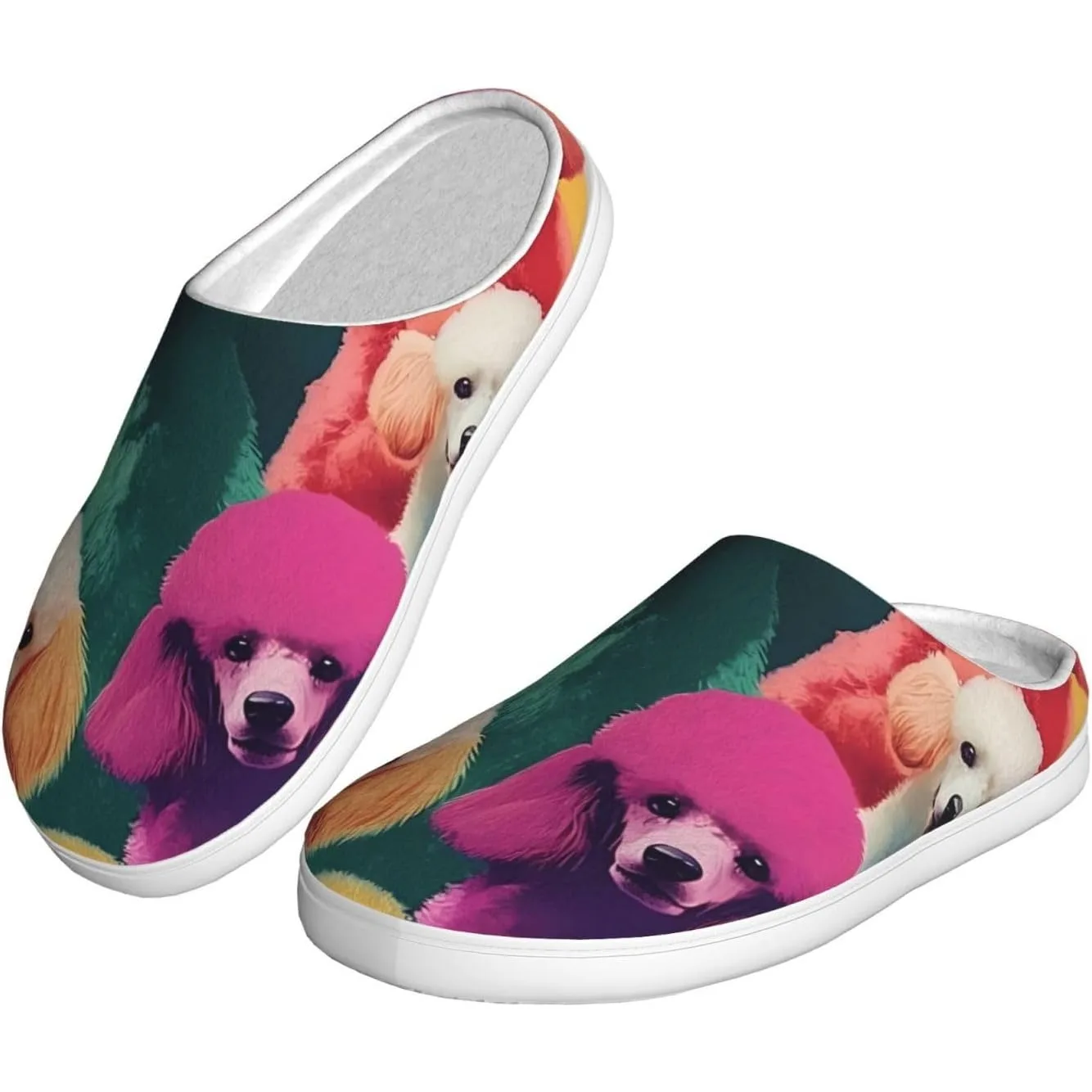 

Poodles Dogs Women’s Cozy Slippers Soft Cotton Indoor & Outdoor House Slippers With Anti-Slip Sole