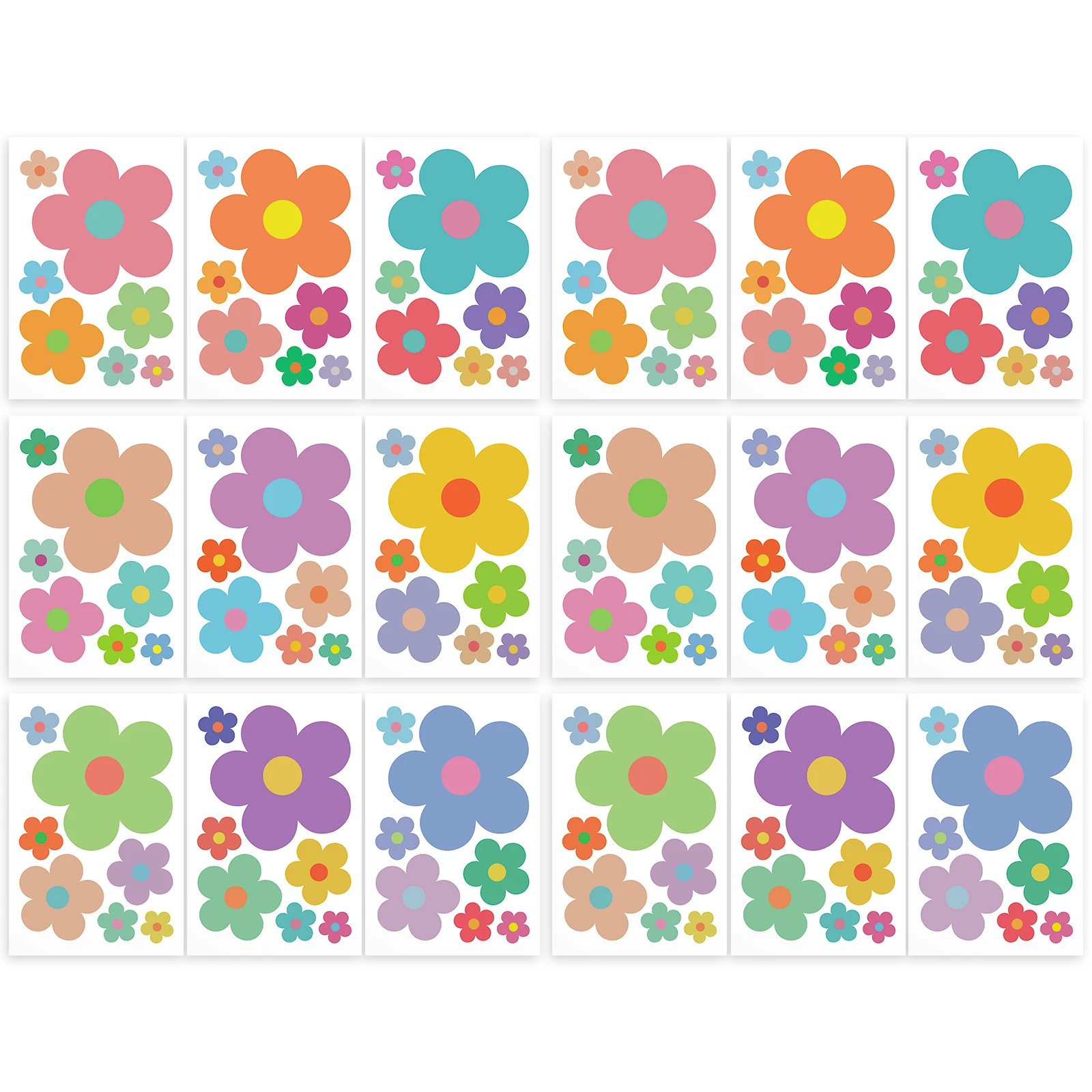 18 Sheets Flower Stickers Colorful Daisy Wall Decals Waterproof Flower Wall Stickers Peel and Stick Floral Wall Decals Flowers