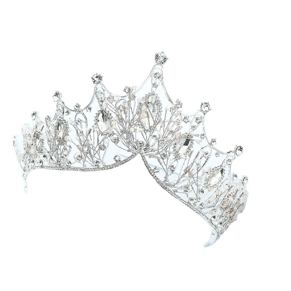 غطاء الرأس حجر الراين العروس غطاء الرأس الزفاف تيارا للنساء حجم الحرة الزفاف الزخرفية تاج تاج الشعر التبعي #4