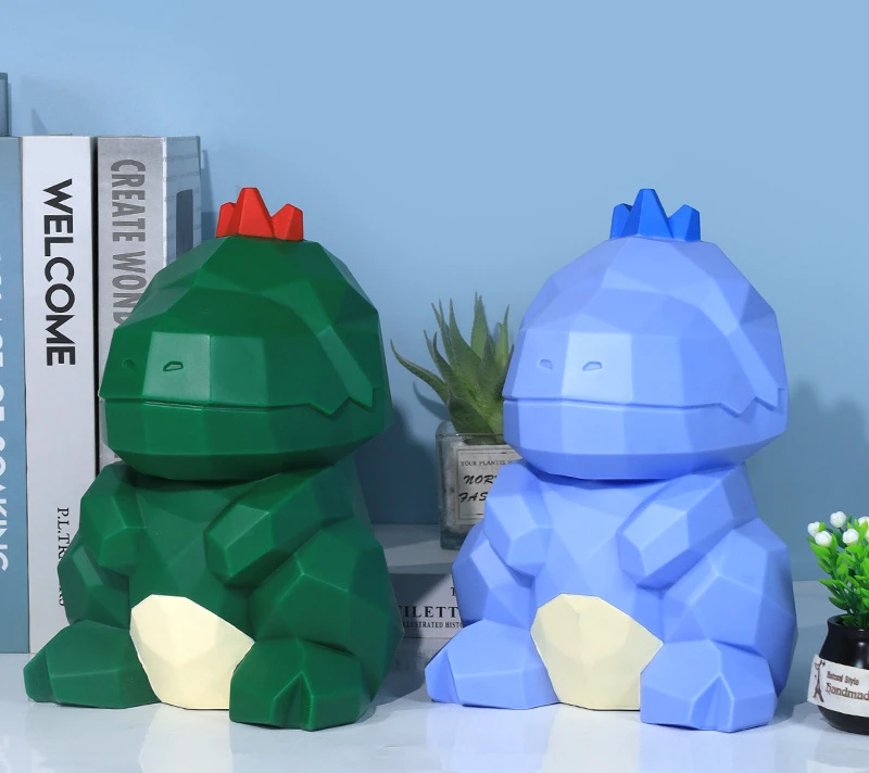 Dinosaur Money Box para crianças, Cool Geometric Piggy Bank, Presentes de Natal para meninas e meninos, Anti Fall Cutehouse Ornamentos