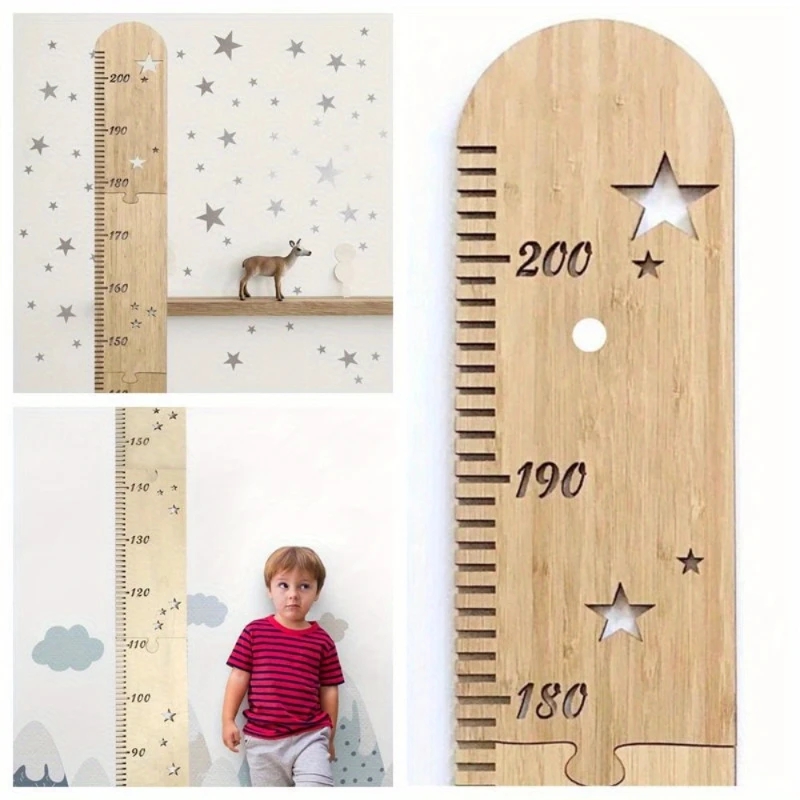 

5pcs/set Children's Wooden Height Ruler Children's Room Spliced Wooden Star Growth Measuring Ruler Height Ruler