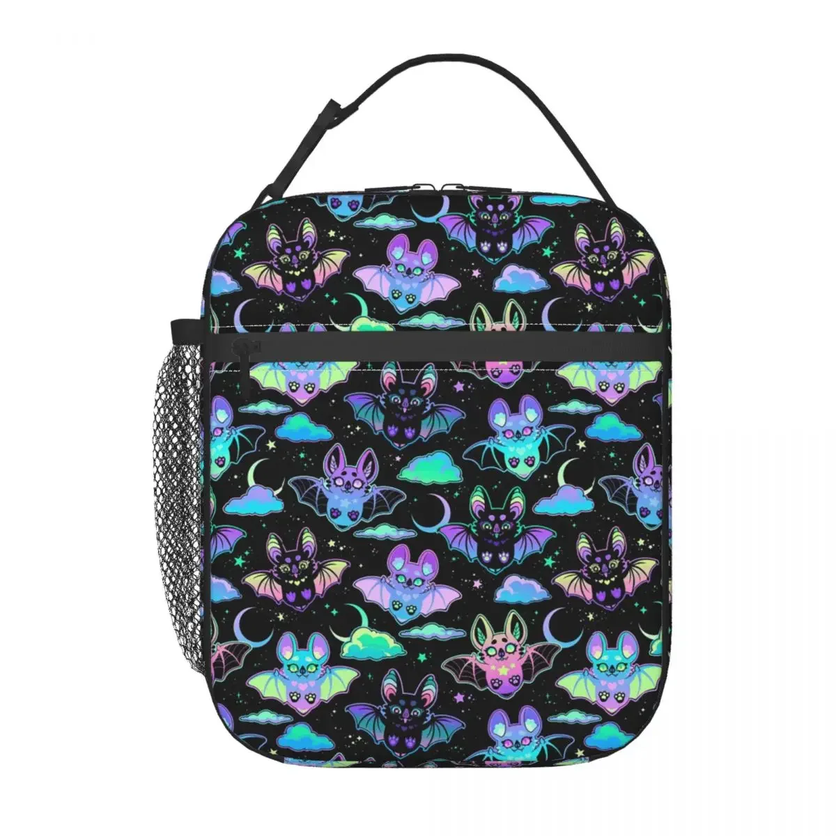 Bat Cloud Halloween Day Of The Dead Pattern Insulated Lunch Bag for Women Children Leakproof Food Boxes Thermal Lunch Box Tote