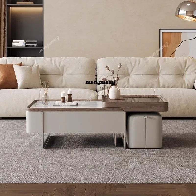 

R Storage Aesthetic Coffee Table Nordic Rectangle Living Room Side Tea Table Space Saving Stool Mesa Centro Salon Home Furniture