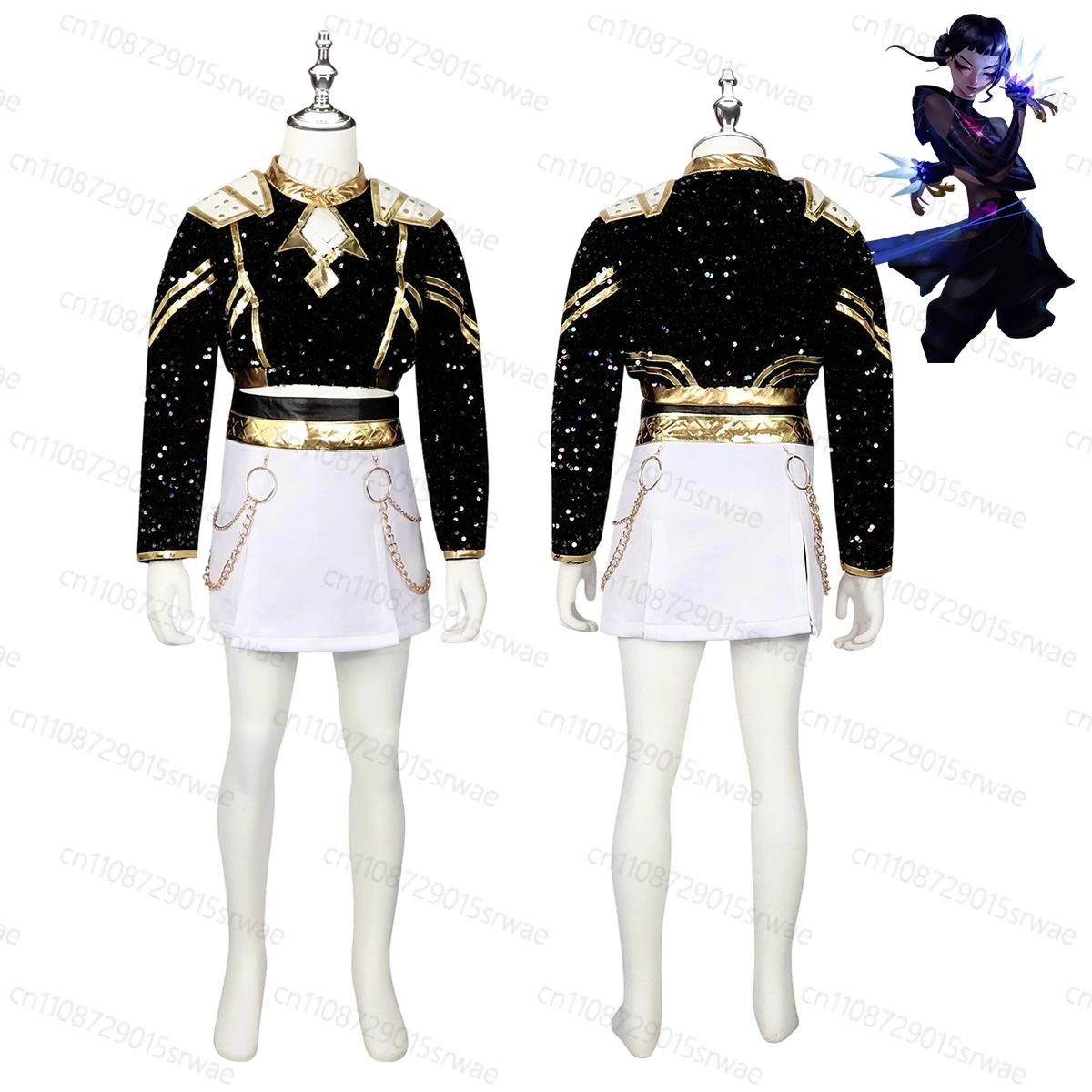 

Kids Kpop Demon Hunters Zoey Cosplay Costume Black Golden set Children's Girl idol role-playing costume Party Stage Clothing