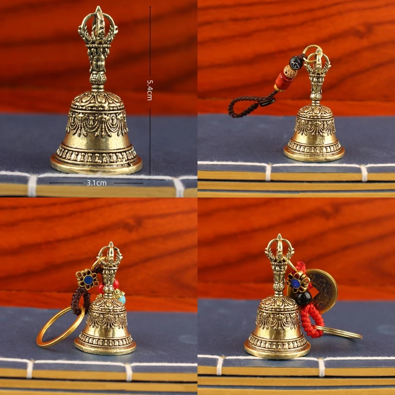 1pcs Retro Copper Bell Wind Chimes Brass Crafts Die-casting Falling Wind Chimes Tibetan Bronze Bell Ideas Copper Bell Pendant