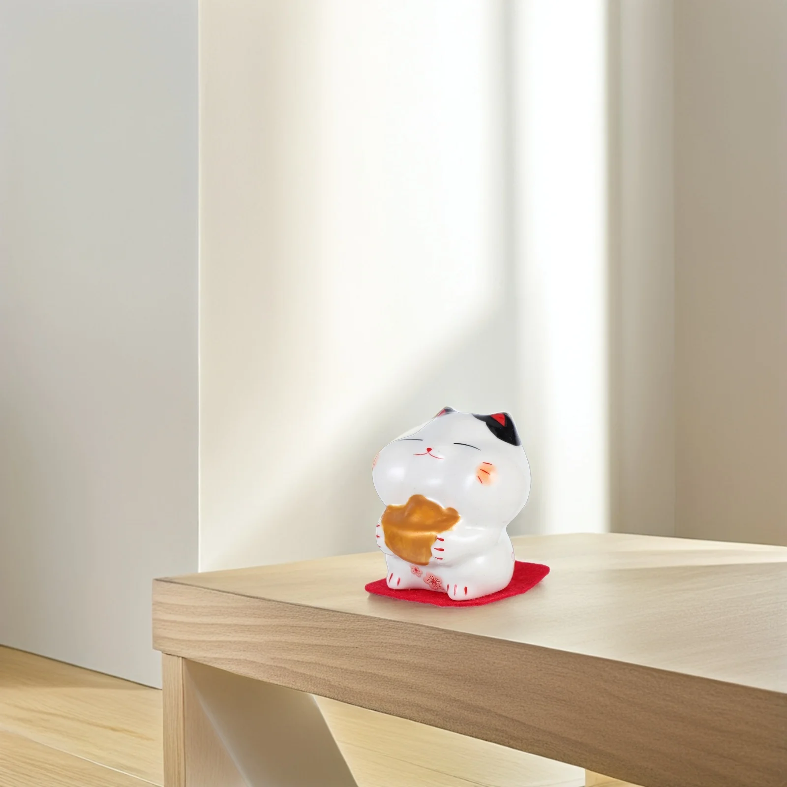 

Mini Ceramic Statue Lucky Feng Shui Ornament For Desk Bookshelf Asian Style Decor Miniature Cat Home Office