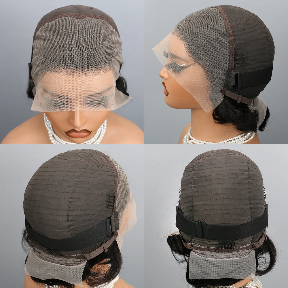 Pixie-Schnitt-Perücken, Echthaar, 13 x 4, kurze Pixie-Schnitt-Lace-Front-Perücke für Frauen, transparente Frontal-Perücke, vorgezupft, mit Babyhaar