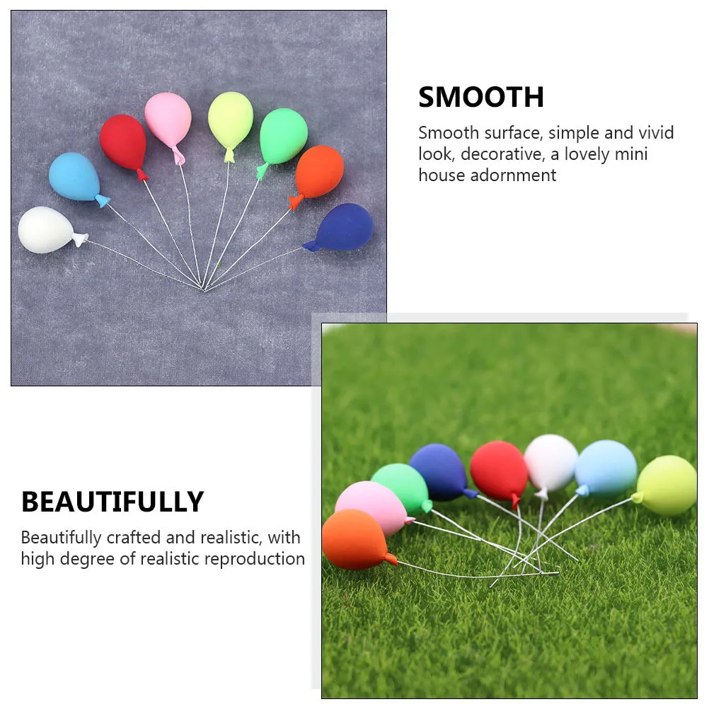 

8Pcs Mini House Balloons Adornments Adorable Clay Mini Balloons for Micro Landscape Decorative DIY Craft Photo Props
