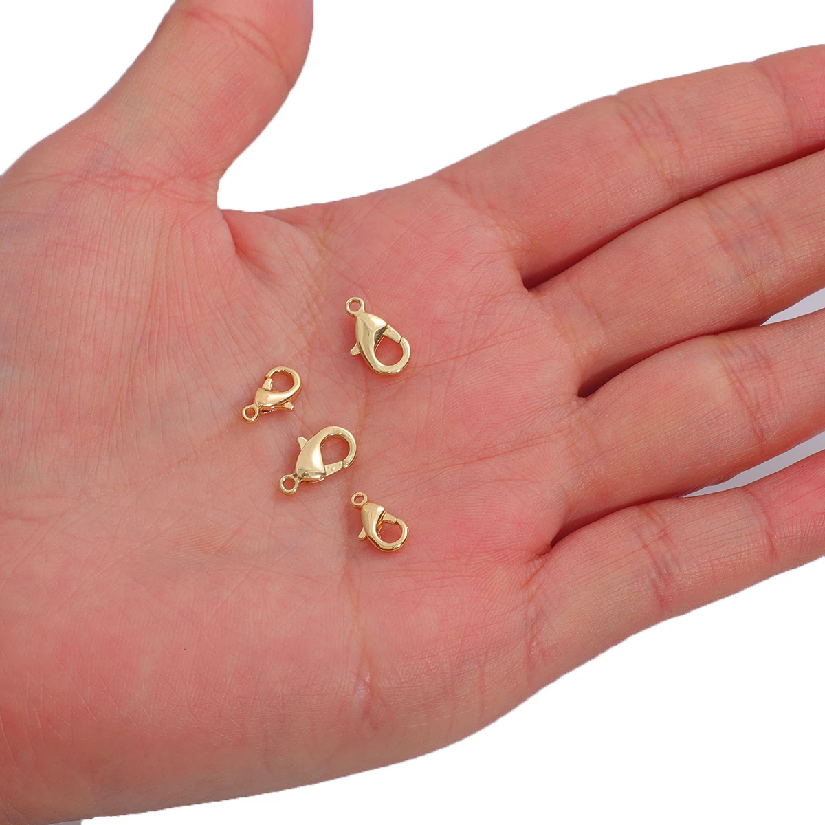 10pcs 10 12mm Brass Gold Plated Lobster Clasp Hooks End Connectors for Necklace Bracelet Chain DIY Jewelry Making Findings