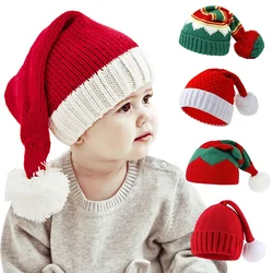 Christmas Baby Hat Big Pompom Knit Beanie for Boys Girls Green Red Winter Warm Infant Bonnet Kids Xmas Gift Babies Accessories