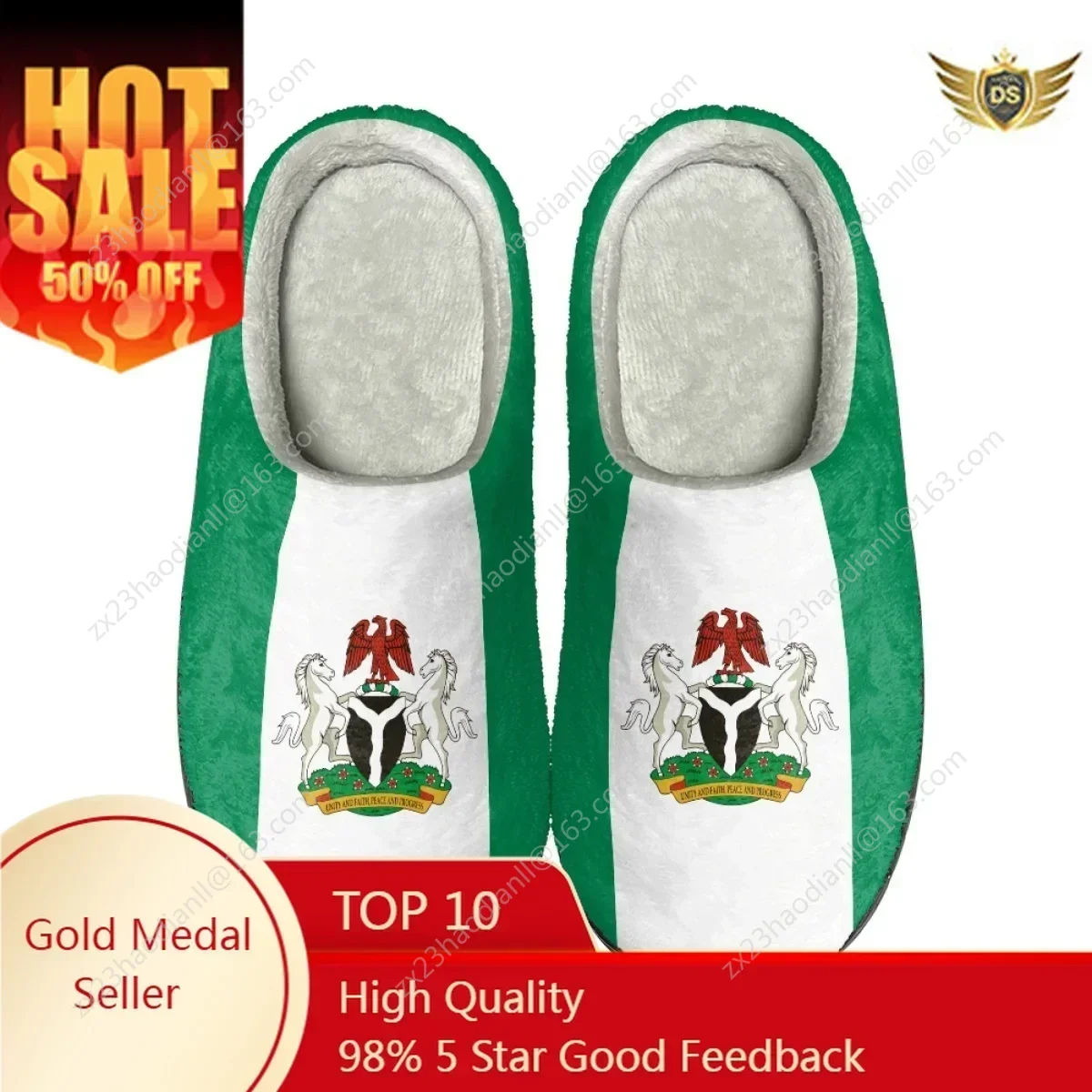 Nigerian Flag Design Indoor Casual Slippers Winter Warm Couples Comfy Footwear Non-Slip Women Cotton Slippers Print On Demand