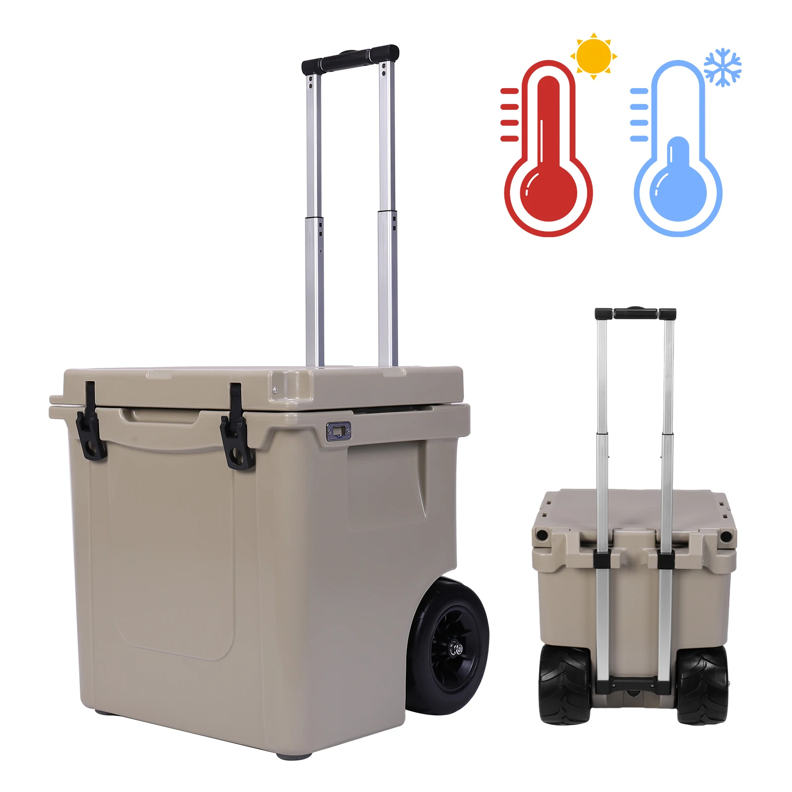 

5L Insulated Wheeled Cooler with Wheels and Handle Hard Cooler Outdoor Portable Cooler Box for The Beach Camping Picnics & More