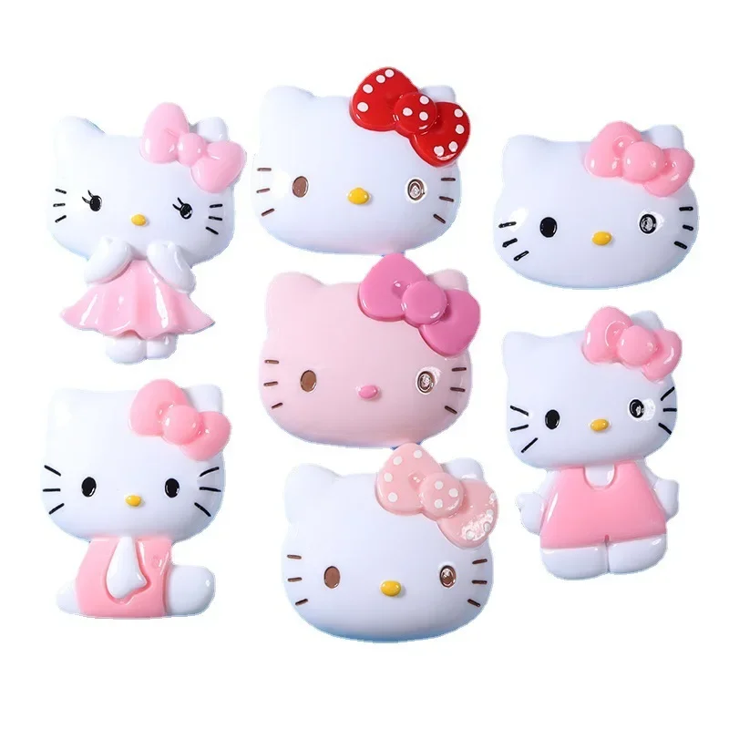 2 buah ukuran besar Sanrio Bow berdiri Hello Kitty Resin kartun pesona mode baru Resin Flatback kerajinan epoksi Resin untuk kerajinan