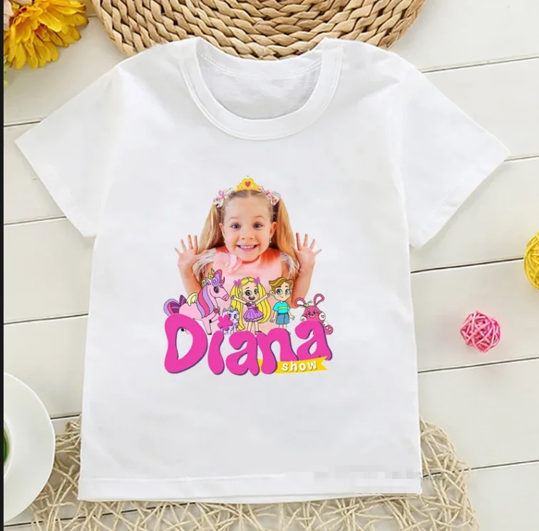 

Girls T-Shirt Cute The Kids Diana And Roma Show Print 2024 Summer Fashion Girls Clothes Short - Sleeved T-ShirtTops