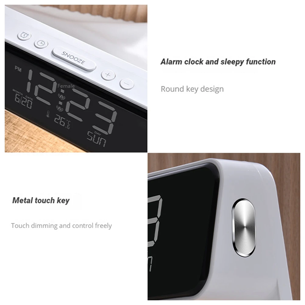 Alarm Clock Night Light With Wireless Charging Stylish Lightweight Desktop Clocks For Living Room Home