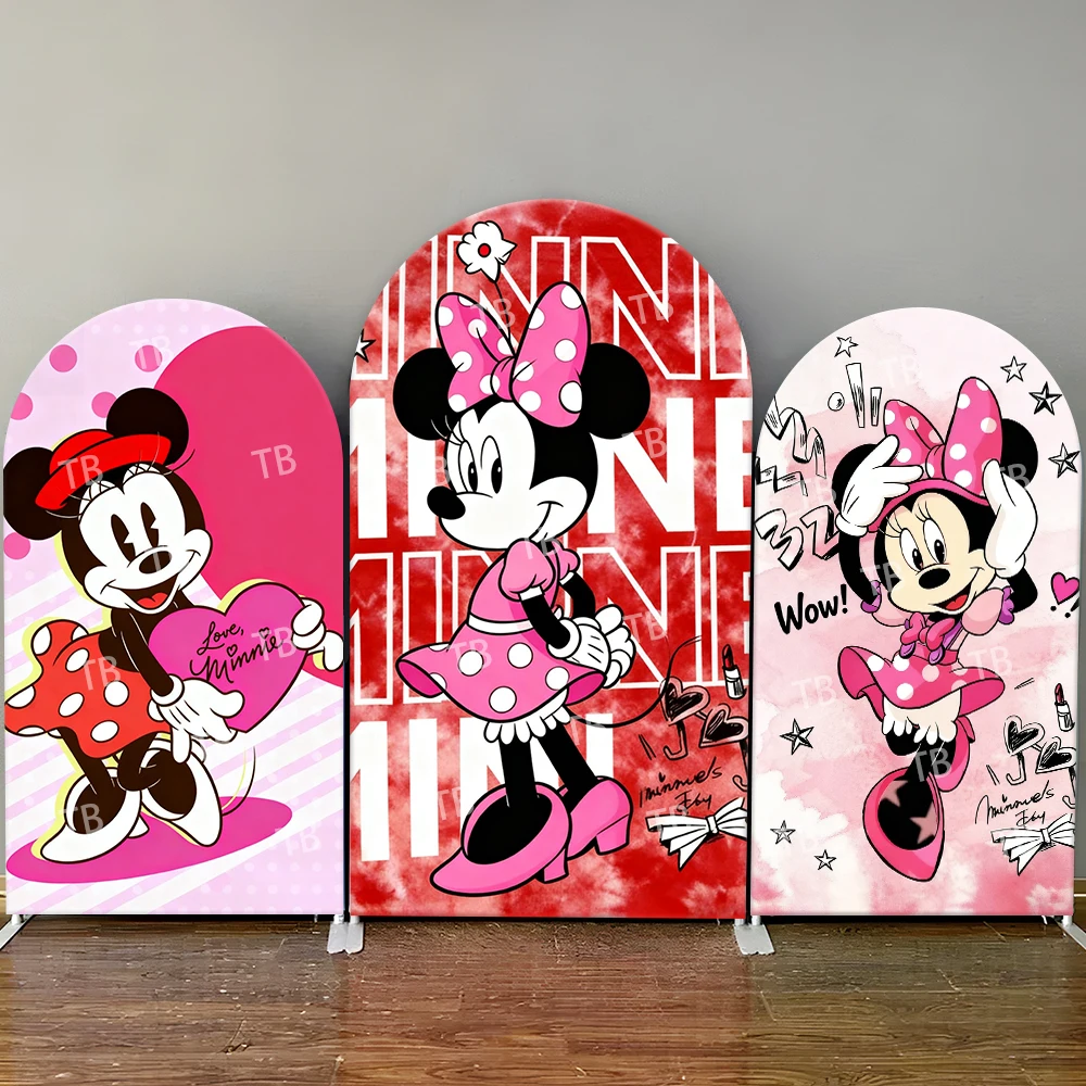 

Minnie Mouse Arch Backdrop Cover Love Heart Polka Dot Cute Photo Booth Props for Valentine's Day Parties & Home Decoration