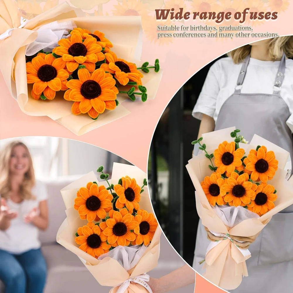 Zxiixz DIY هواية المواد Manualidades اليدوية التواء قضيب الفن المواد حزمة نبات عباد الشمس باقة