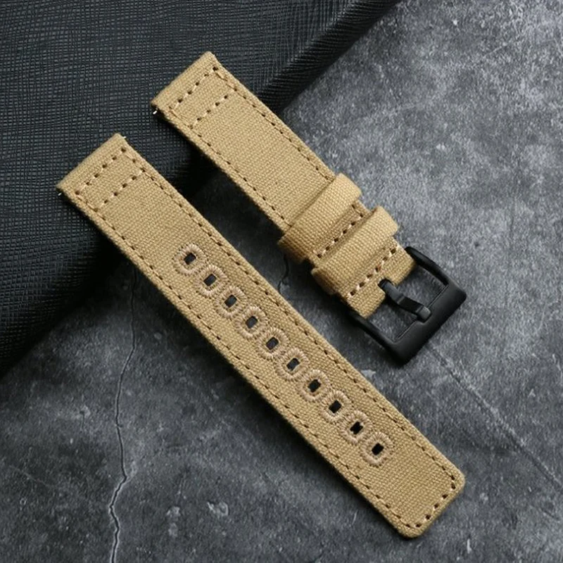 Quick Release Canvas Watch Straps Nylon Band 18mm 19mm 20mm 22mm with Brushed Buckle for Smartwatch Accessories image 4