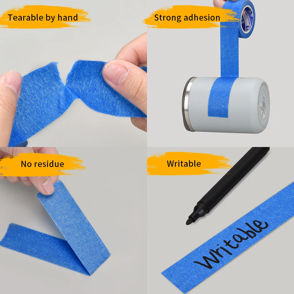 8 rotoli di nastro blu per pittori, 2 cm x 20 metri, materiale cartaceo, con supporto adesivo, per casa, ufficio, scuola, arte fai da te, artigianato e