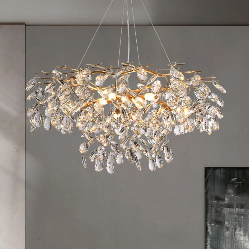 Luxury Design Villa Living Room Chandelier American Personality Hotel Lobby Master Bedroom Raindrop Crystal Pendant Light