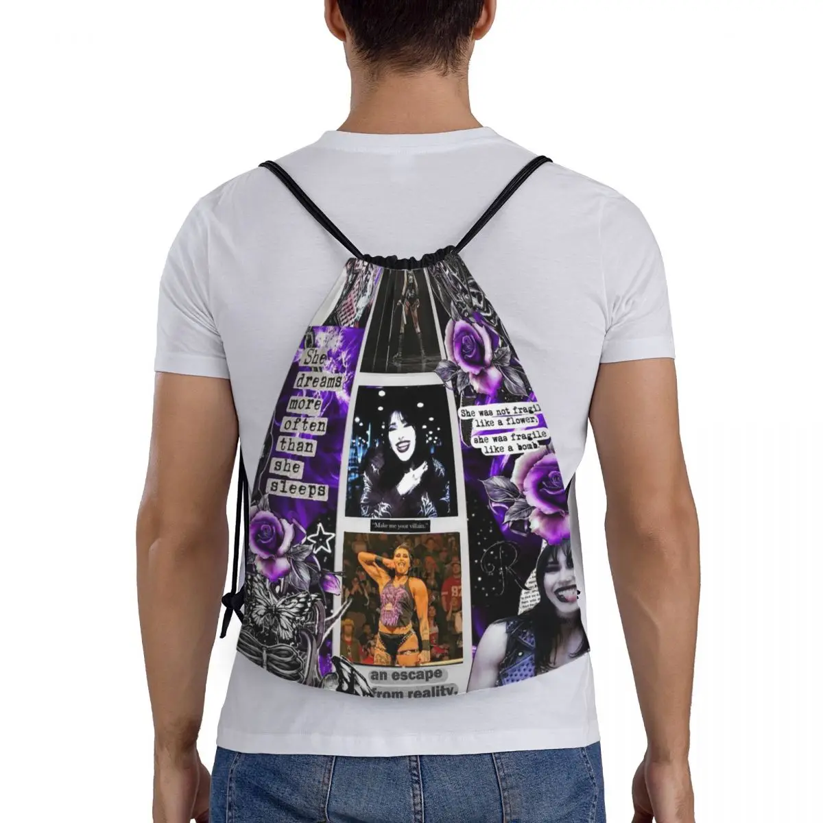 

WWE Rhea Ripley Backpacks Fashion Portable Drawstring Bundle Pocket Sundries Bag Book Bags For Man Woman Students