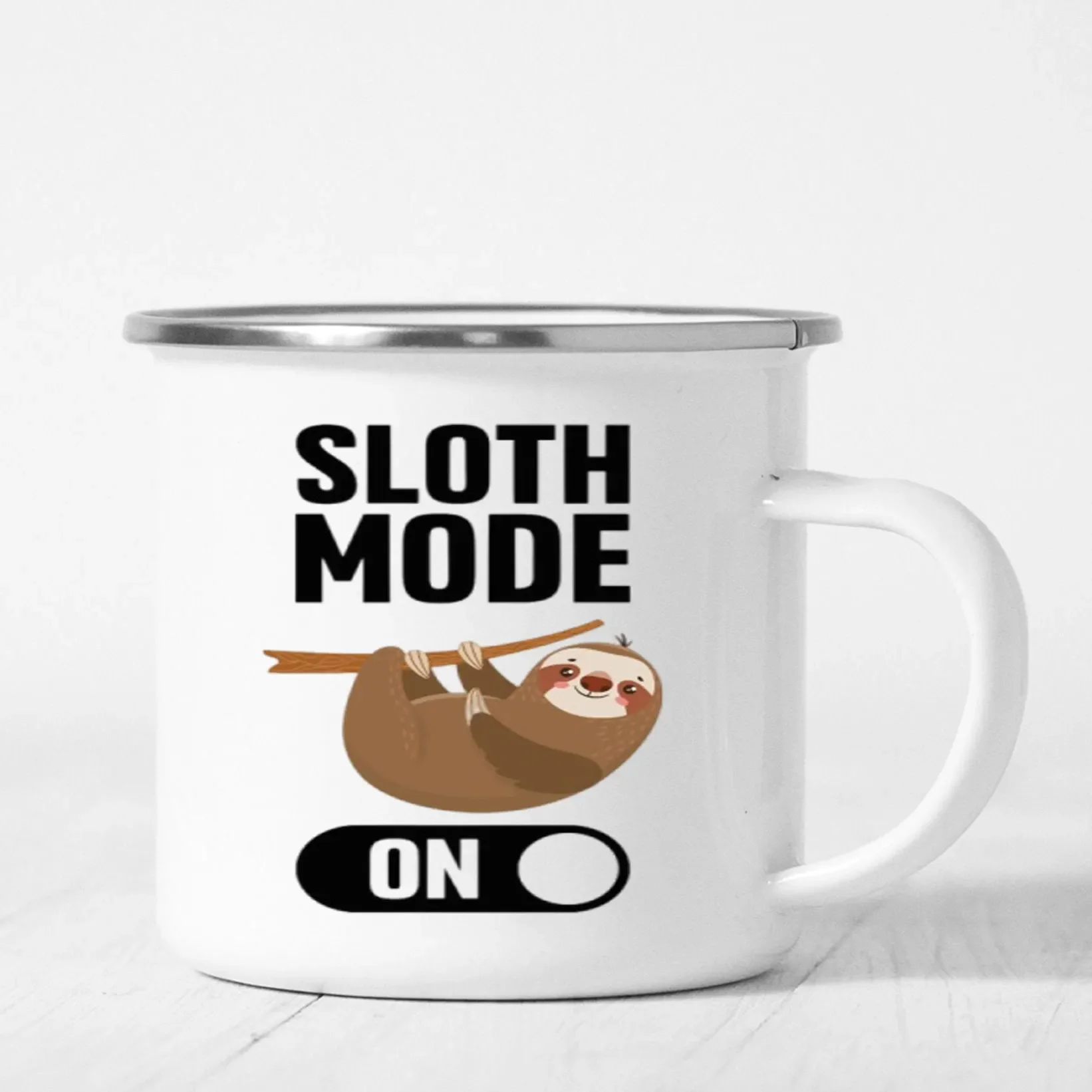 Camping Coffee Mugs Sloth Mode On Just Relax Enamel Mug Camper Hiker Walking Hiking Travel Cups Coffee Mugs Outdoor Festival