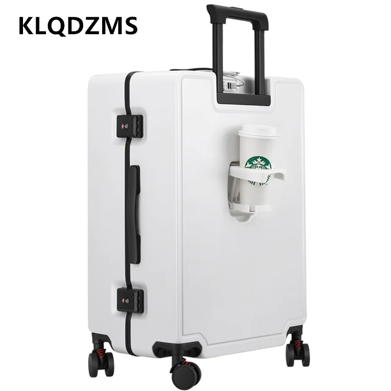 KLQDZMS 20"24" Inch New Men And Women Multi-functional Universal Trolley Luggage With Portable Aluminum Frame Boarding Suitcase