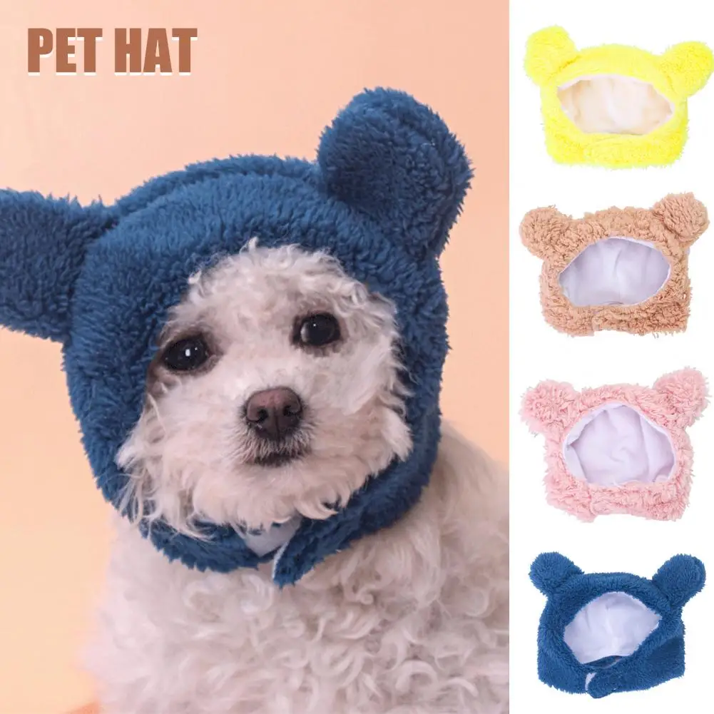 Attractive Dog Hat  Non-Fading Friendly to Skin Pet Cartoon Hat  Pet Dog Cat Cartoon Hat with Bear Ears