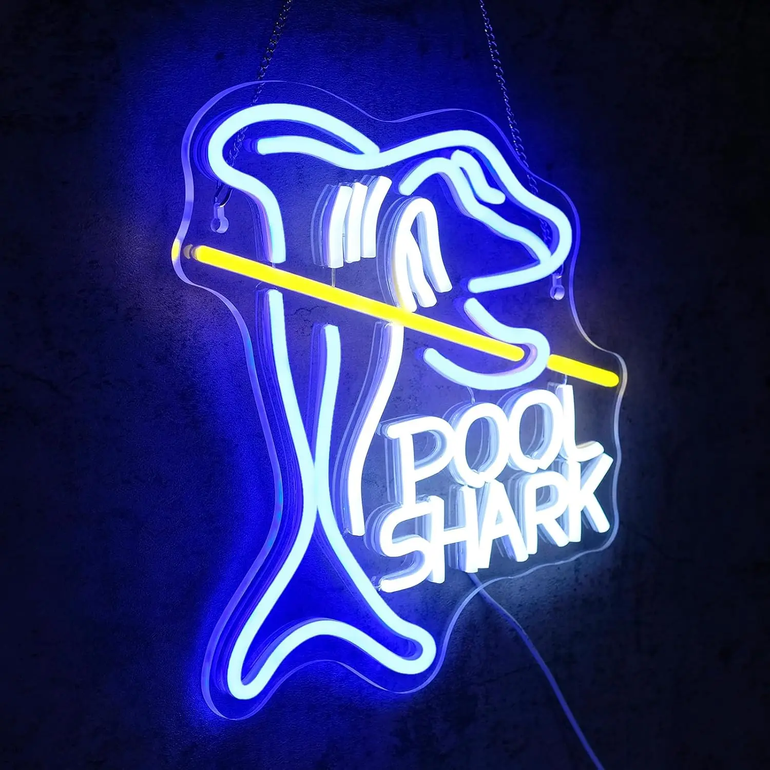Pool Shark Neon Sign for Wall Decor dimmerabile Led Lights Signs biliardo LED Signs for Game Room Bar Pub Club Boys Gift